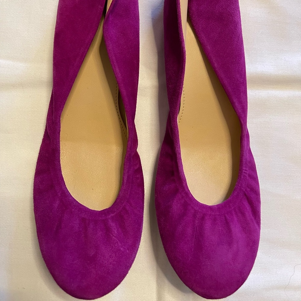 J Crew Flats 8.5 Purple leather round toe ballet